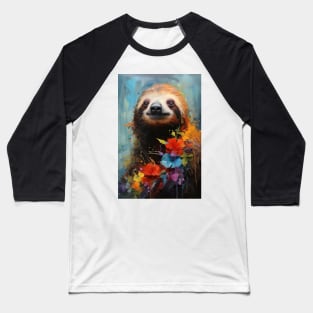 Sloth Portrait Painting Baseball T-Shirt